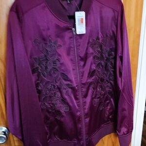 Torrid Purple Satin Bomber Jacket